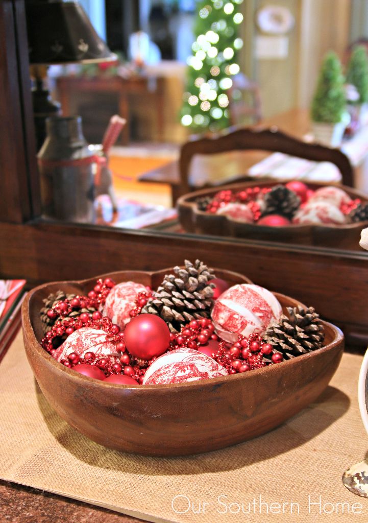 Christmas Kitchen Hutch ready for the holiday with French Country Style from Our Southern Home