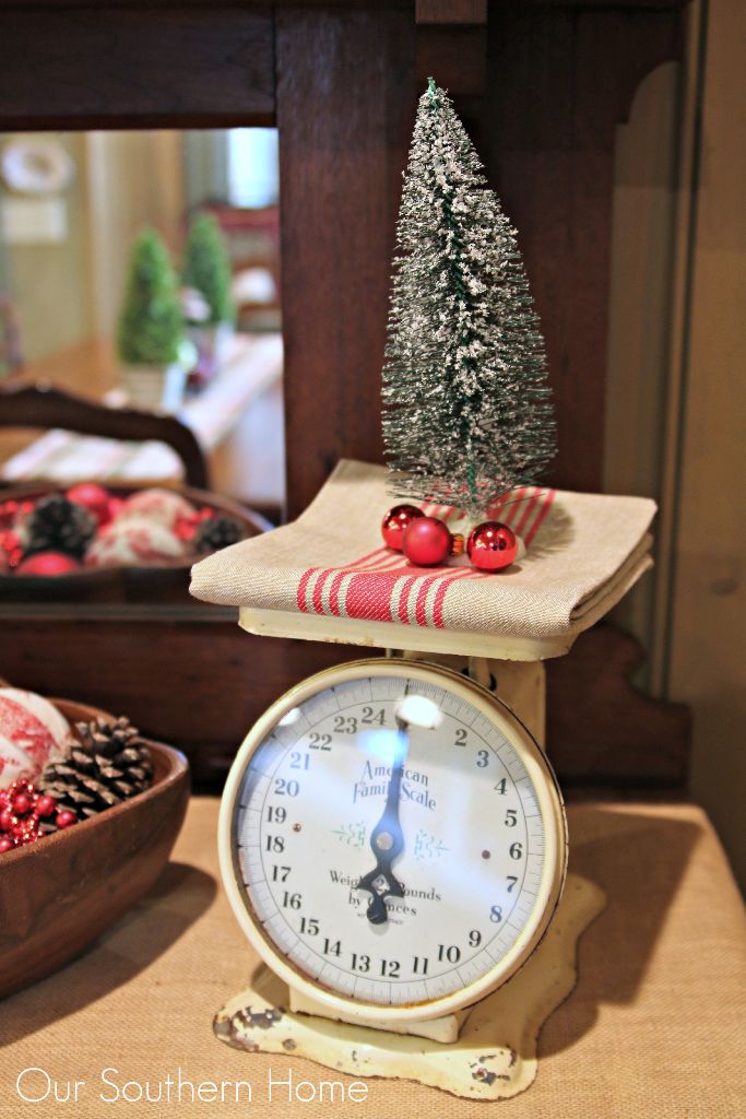 Christmas Kitchen Hutch ready for the holiday with French Country Style from Our Southern Home