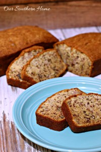 Recipe for the best homemade banana nut bread! This is perfect to make ahead and freeze for gift giving by Our Southern Home