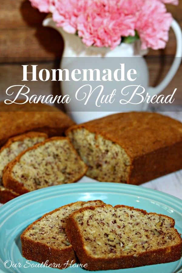 Recipe for the best homemade banana nut bread! This is perfect to make ahead and freeze for gift giving by Our Southern Home