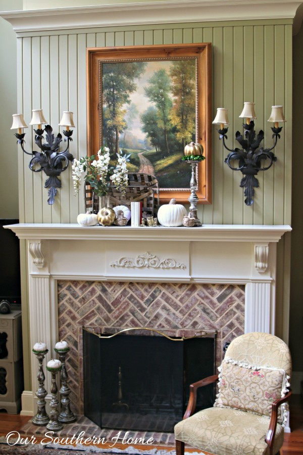 Welcoming fall mantel with a touch of bling by Our Southern Home