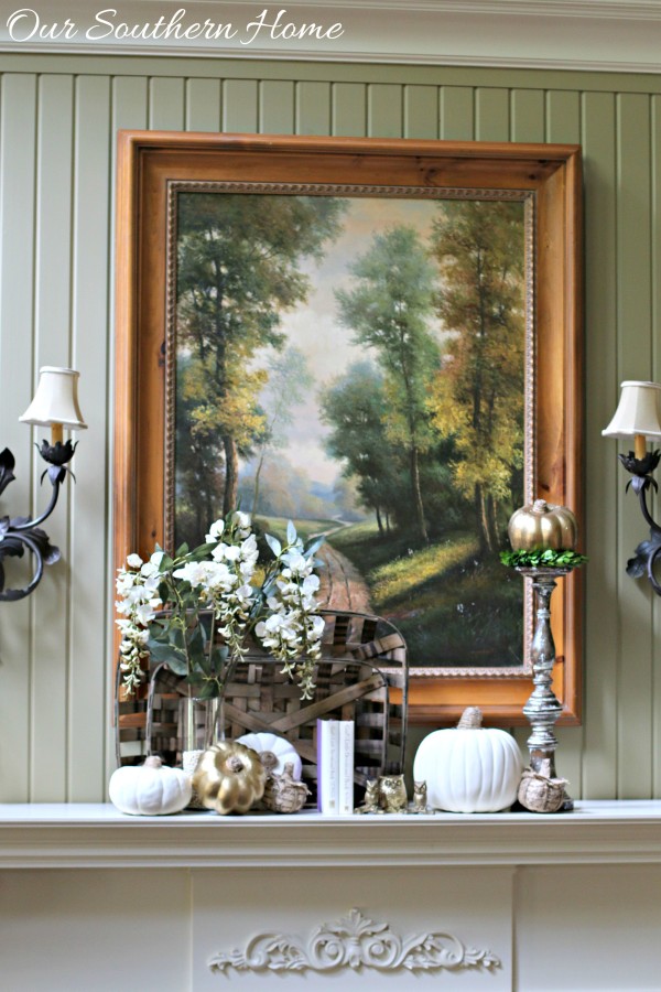 Welcoming fall mantel with a touch of bling by Our Southern Home