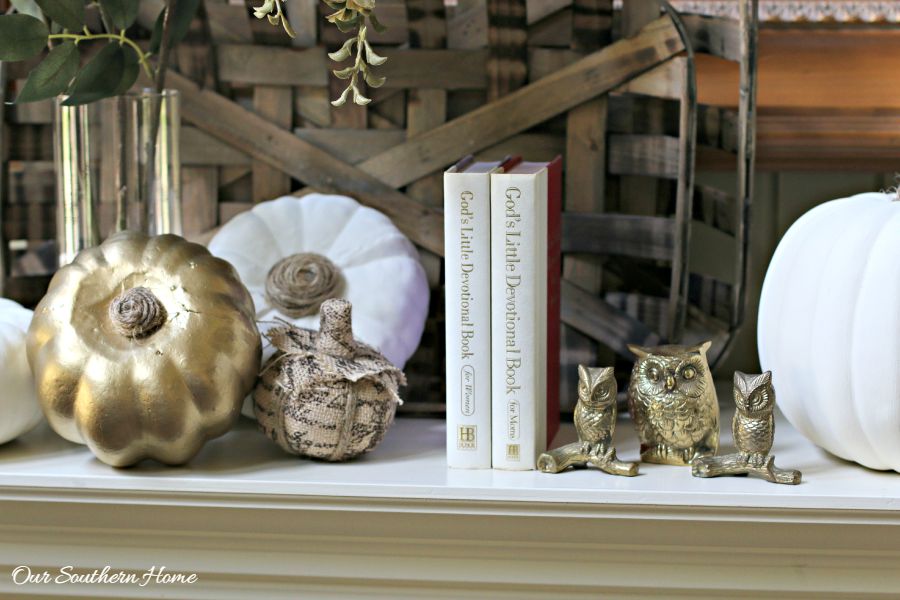 Welcoming fall mantel with a touch of bling by Our Southern Home