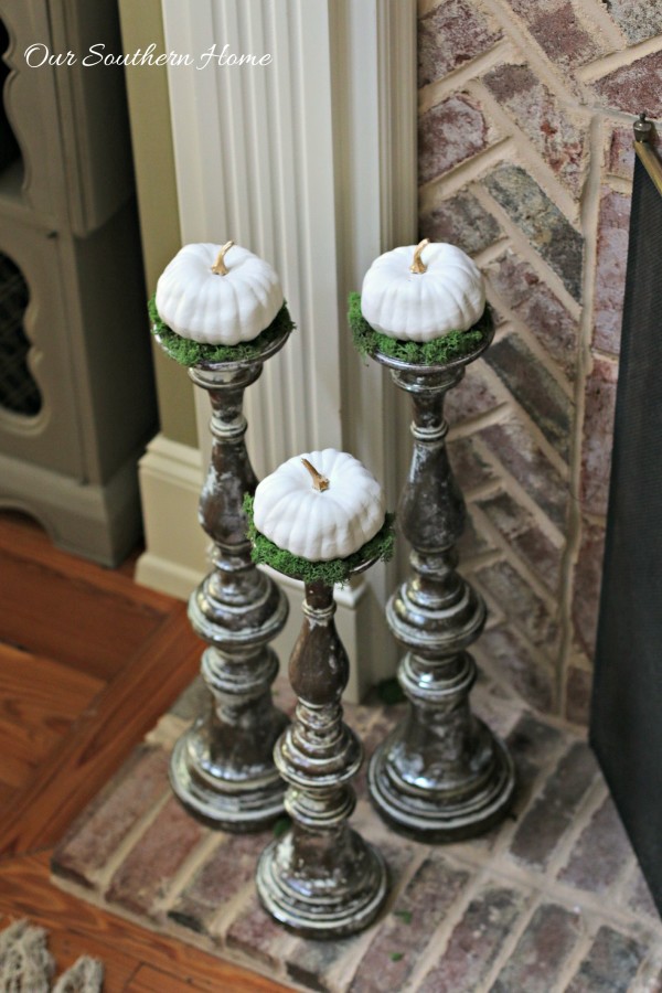 Welcoming fall mantel with a touch of bling by Our Southern Home