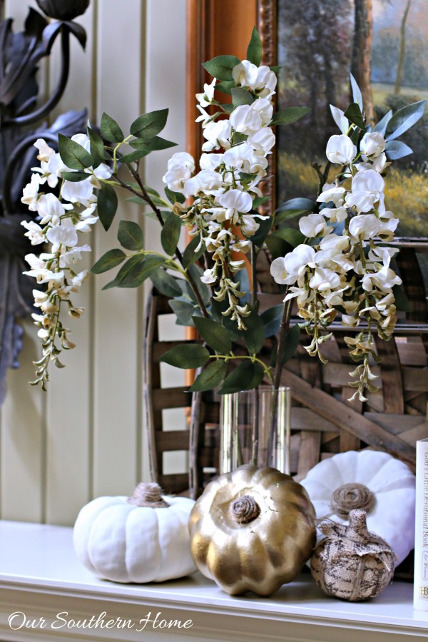 Welcoming fall mantel with a touch of bling by Our Southern Home