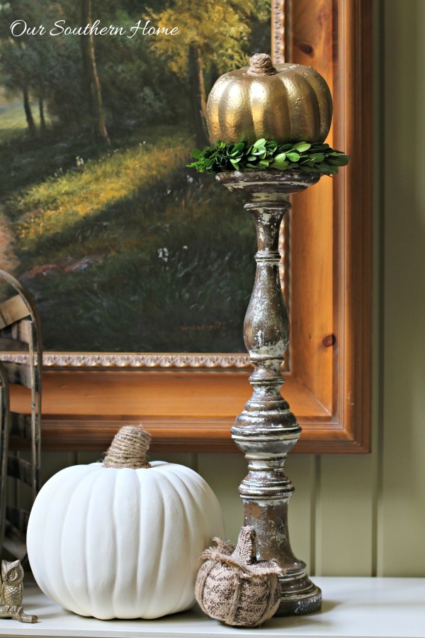 Welcoming fall mantel with a touch of bling by Our Southern Home