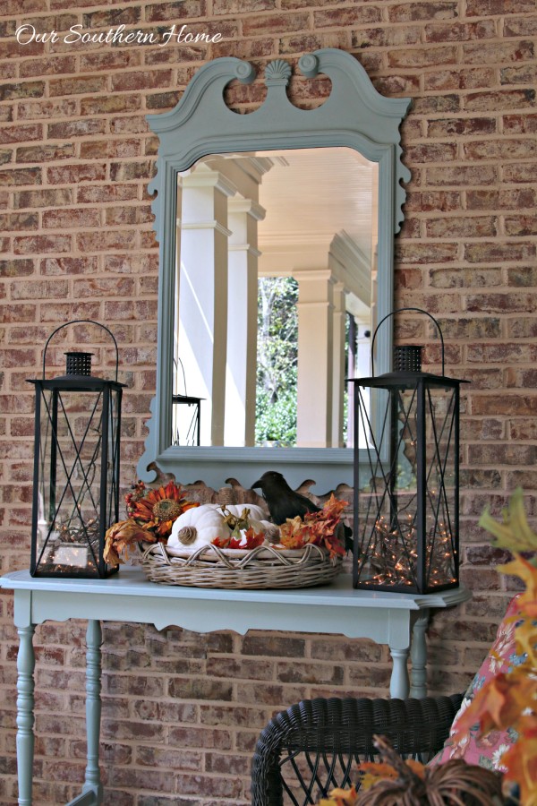 Southern fall porch decked for the harvest season by Our Southern Home