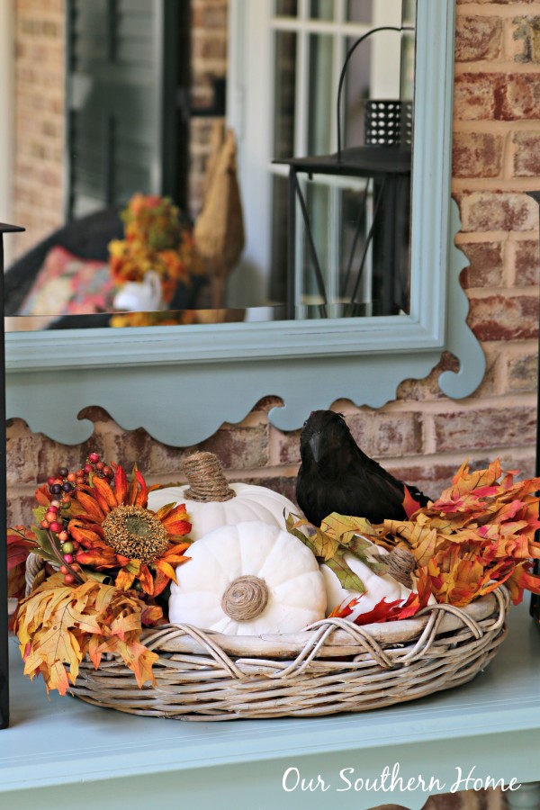 Southern fall porch decked for the harvest season by Our Southern Home