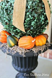 Southern fall porch decked for the harvest season by Our Southern Home