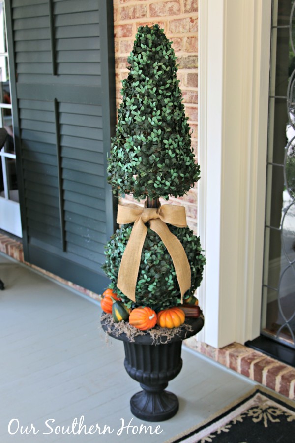 Southern fall porch decked for the harvest season by Our Southern Home