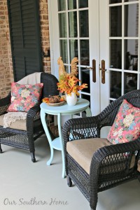 Southern fall porch decked for the harvest season by Our Southern Home