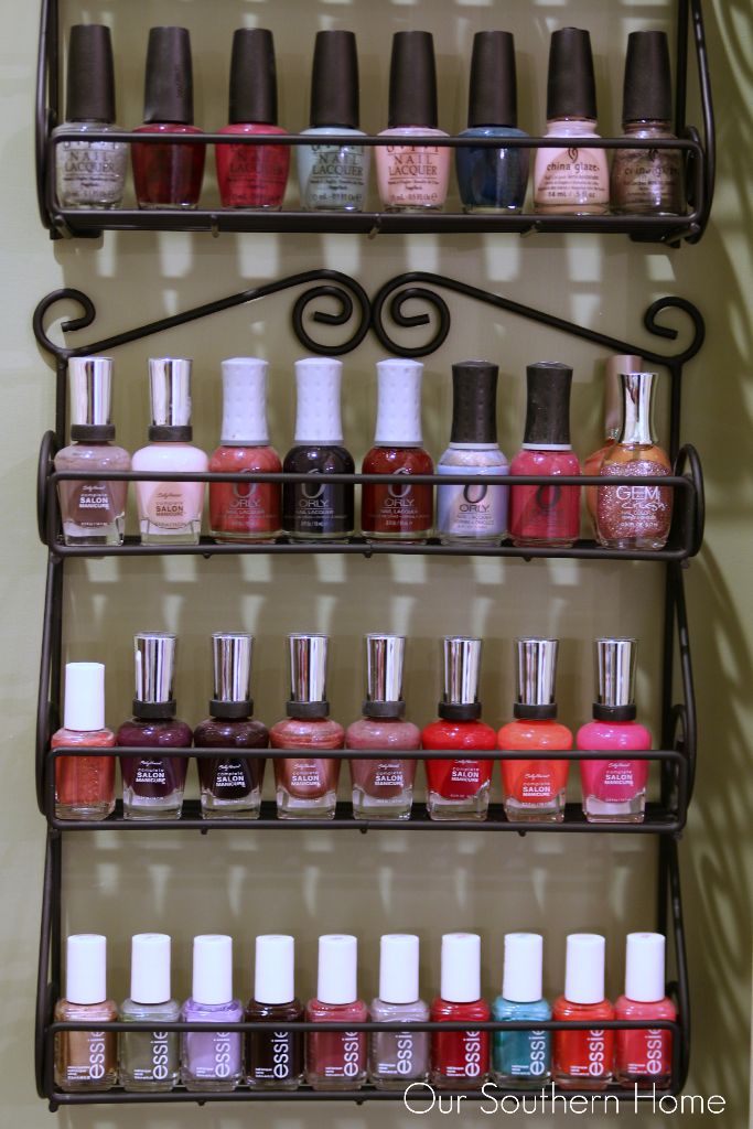 Quick and Easy nail polish organizing by Our Southern Home