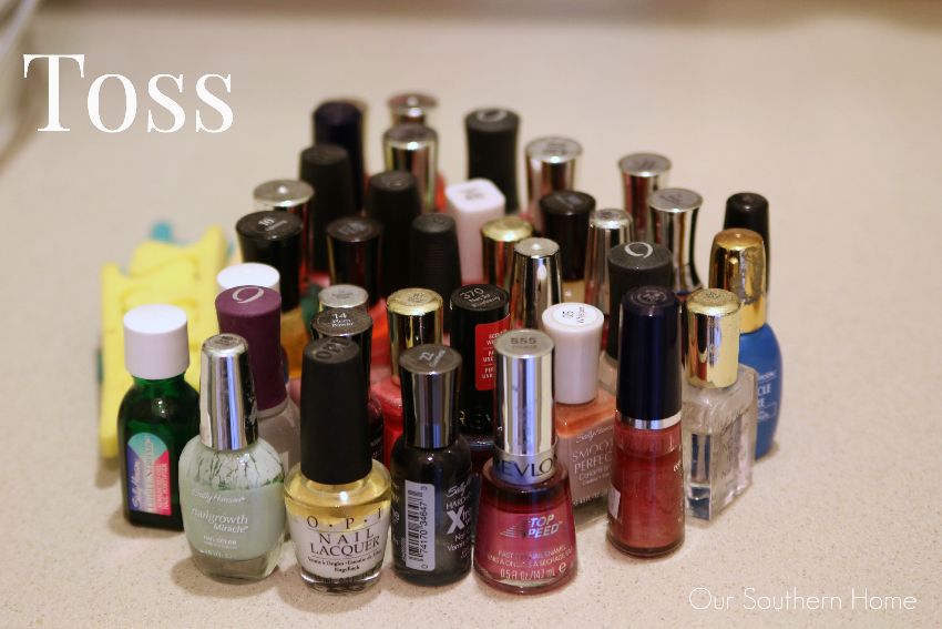 Quick and Easy nail polish organizing by Our Southern Home