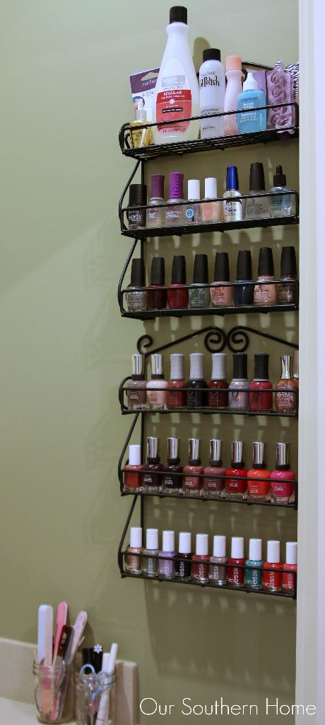 Quick and Easy nail polish organizing by Our Southern Home