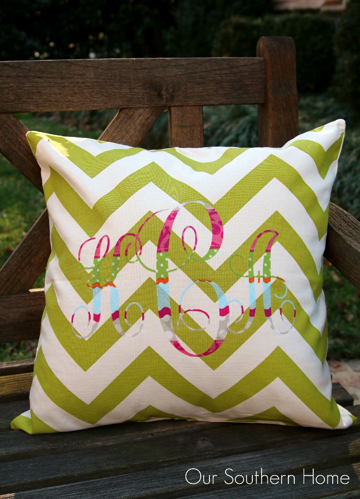 Monogram pillow using a Silhouette Cameo by Our Southern Home