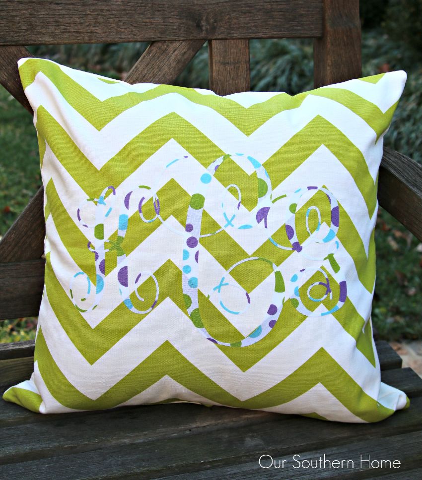 Monogram pillow using a Silhouette Cameo by Our Southern Home