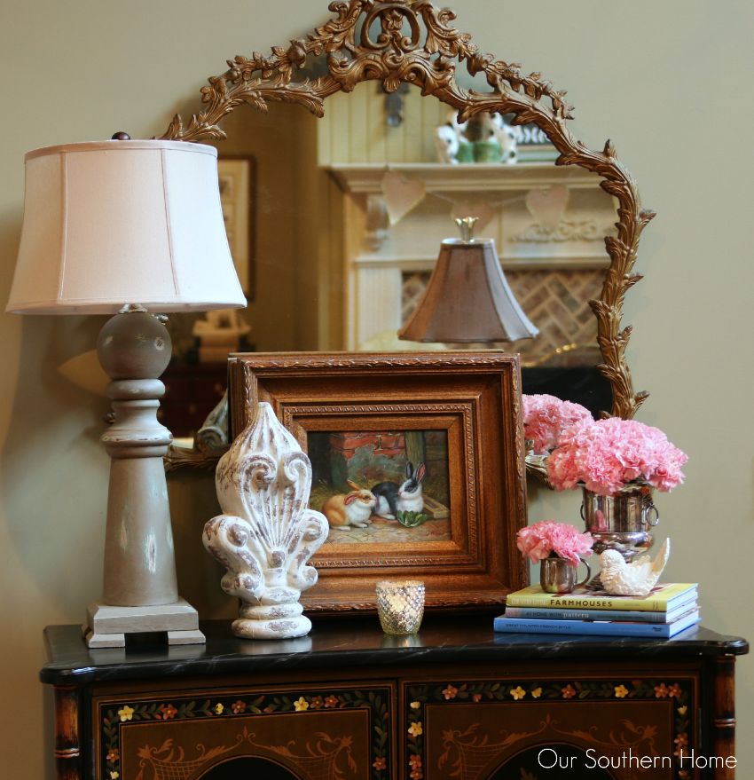 One space, three ways decorating challenge with tips on using what you have by Our Southern Home
