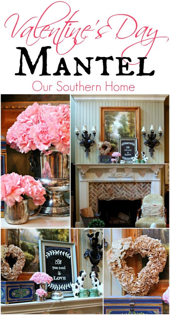 Simple Valentine's Day mantel by Our Southern Home