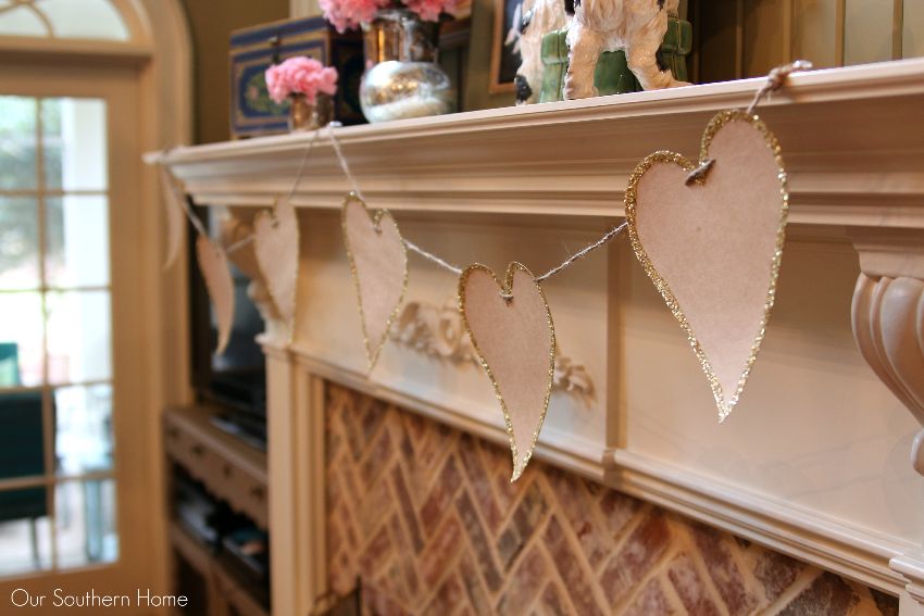Simple Valentine's Day mantel by Our Southern Home