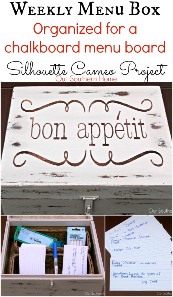 Weekly menu board storage box by Our Southern Home using a Silhouette Cameo