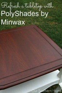 French Country thrift store end table makeover by Our Southern Home using Americana Decor Chalky Finish Paints and Minwax PolyShades.
