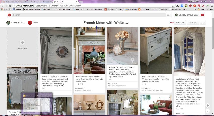 French Linen with white wash console makeover by Our Southern Home