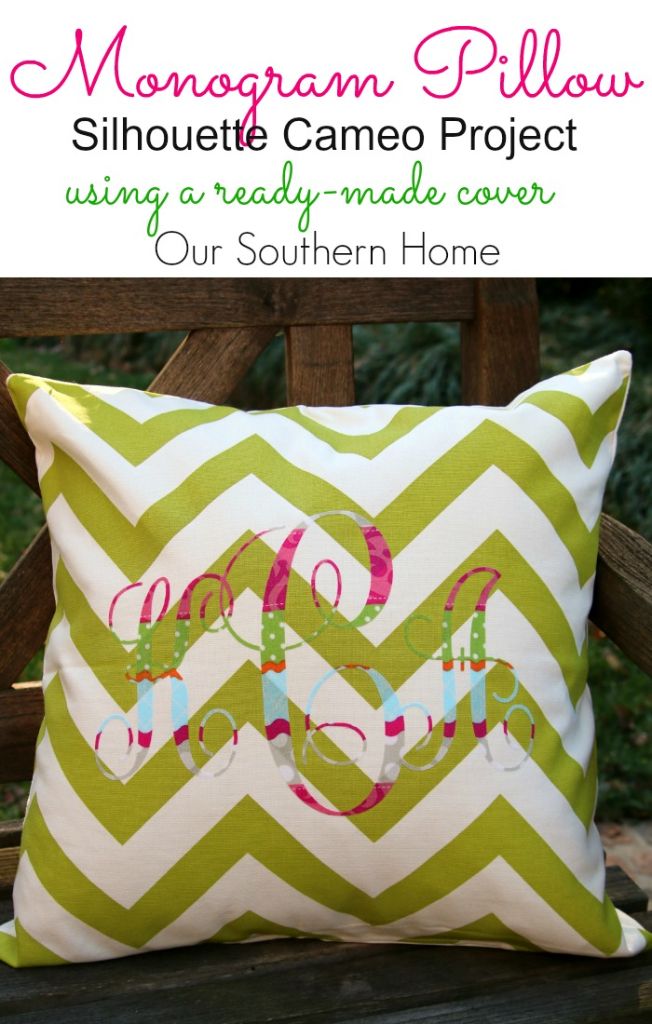 Monogram pillow using a Silhouette Cameo by Our Southern Home