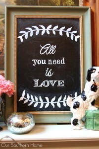 Simple Valentine's Day mantel by Our Southern Home