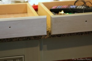 French Linen with white wash console makeover by Our Southern Home