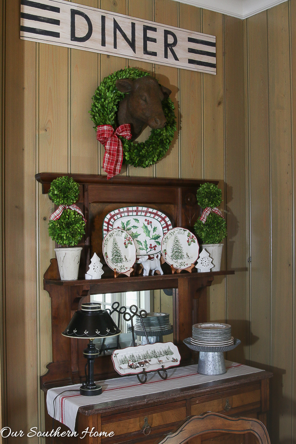 Christmas home tour from Our Southern Home with French Farmhouse style. Lots of DIY ideas. High style on a budget!