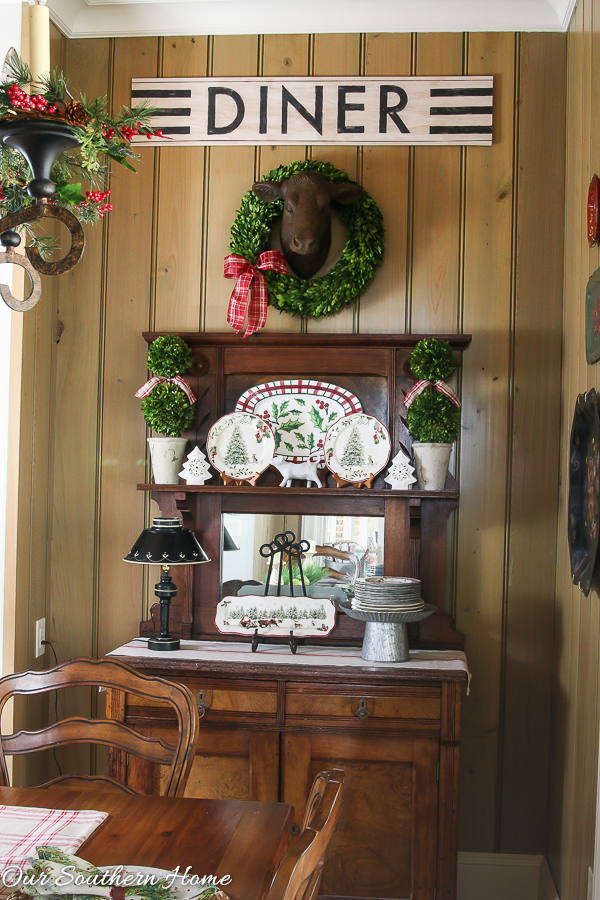 Christmas home tour from Our Southern Home with French Farmhouse style. Lots of DIY ideas. High style on a budget!