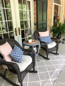 Summer home tour of this Southern French Farmhouse with loads of classic charm. #summertour #frenchfarmhouse #porch #farmhouse