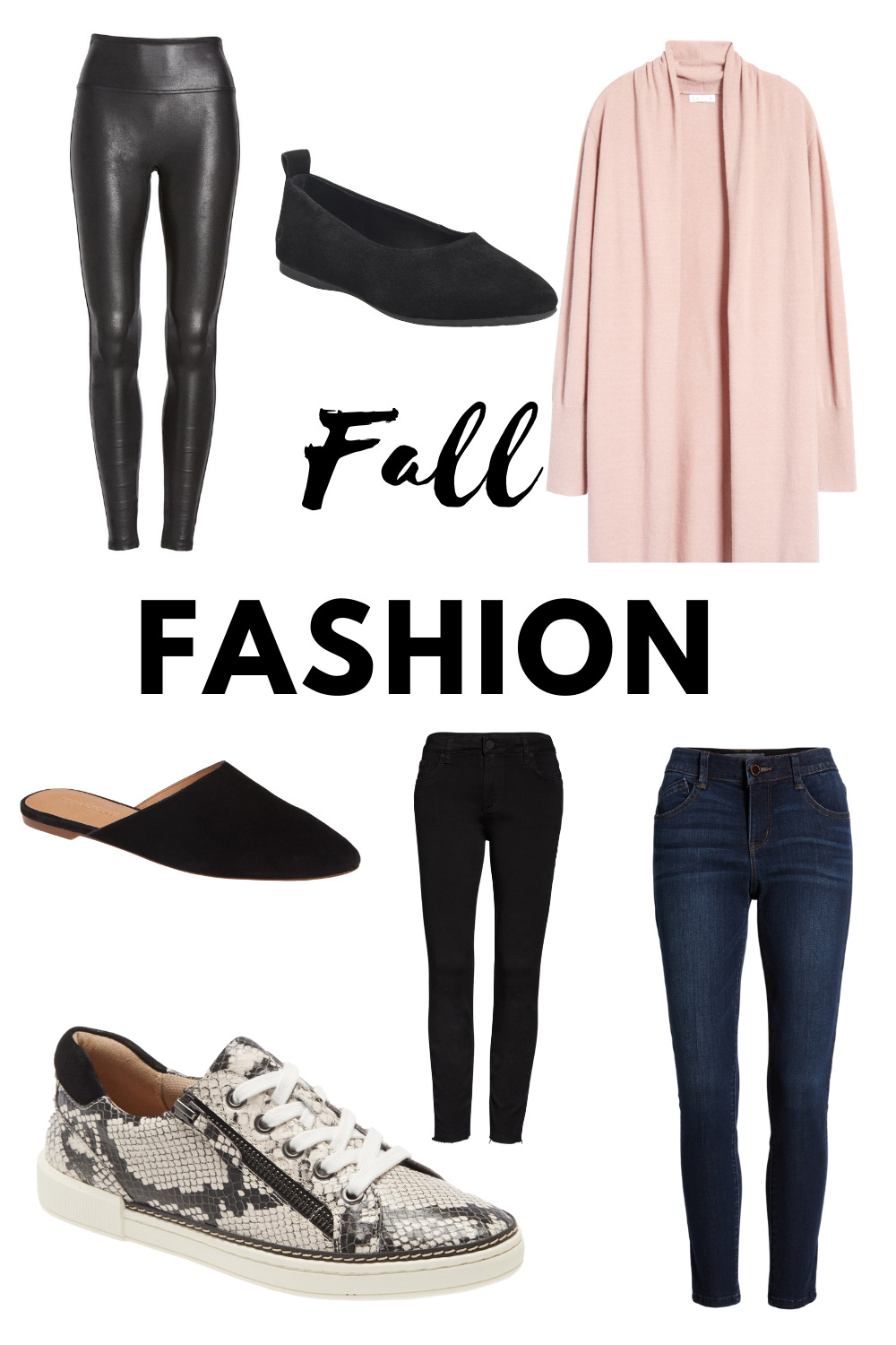 graphic collage of fall fashion ideas for women