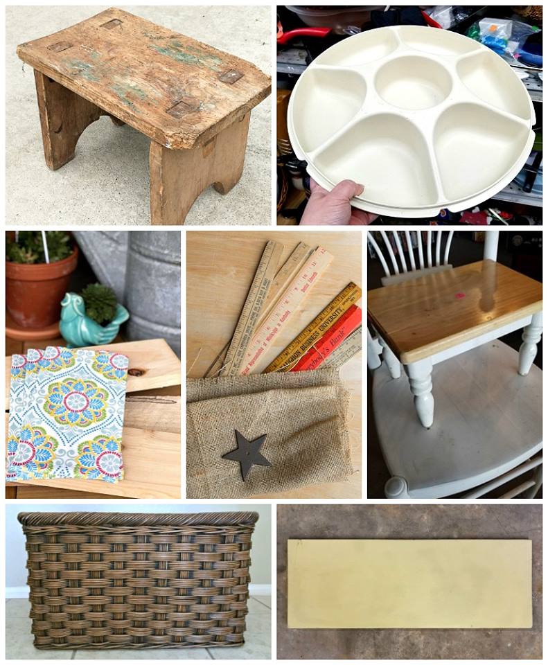 Thrift store stool makeover with a fun stripe pattern! #stripe #stoolmakeover #painted