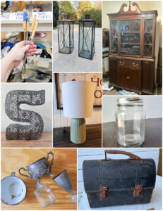 collage of thrifty decor
