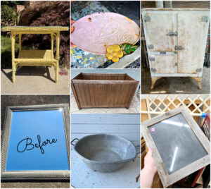 before collage of thrift store decor