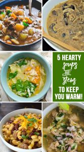 5 Hearty Soups and Stews are the features from this week's Inspiration Monday Link Party!