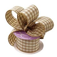 Natural Gingham Wired Edge Ribbon - 2 1/2 Inch x 10 Yards, Winter Decor, Christmas, Birthday, Wedding Decoration, Farmhouse Country Plaid, Wreath, Swags, Garland, Spring, Summer, Fall, Bows
