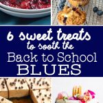 sweet treats on dishes with text overlay