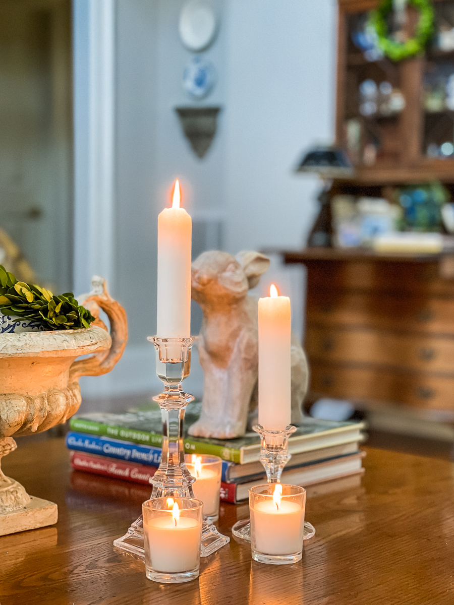 candles on the coffee table