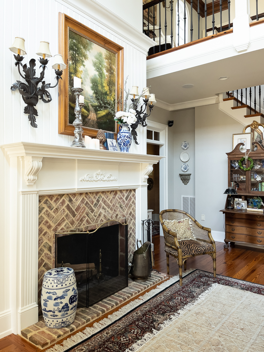 candles on a spring mantel