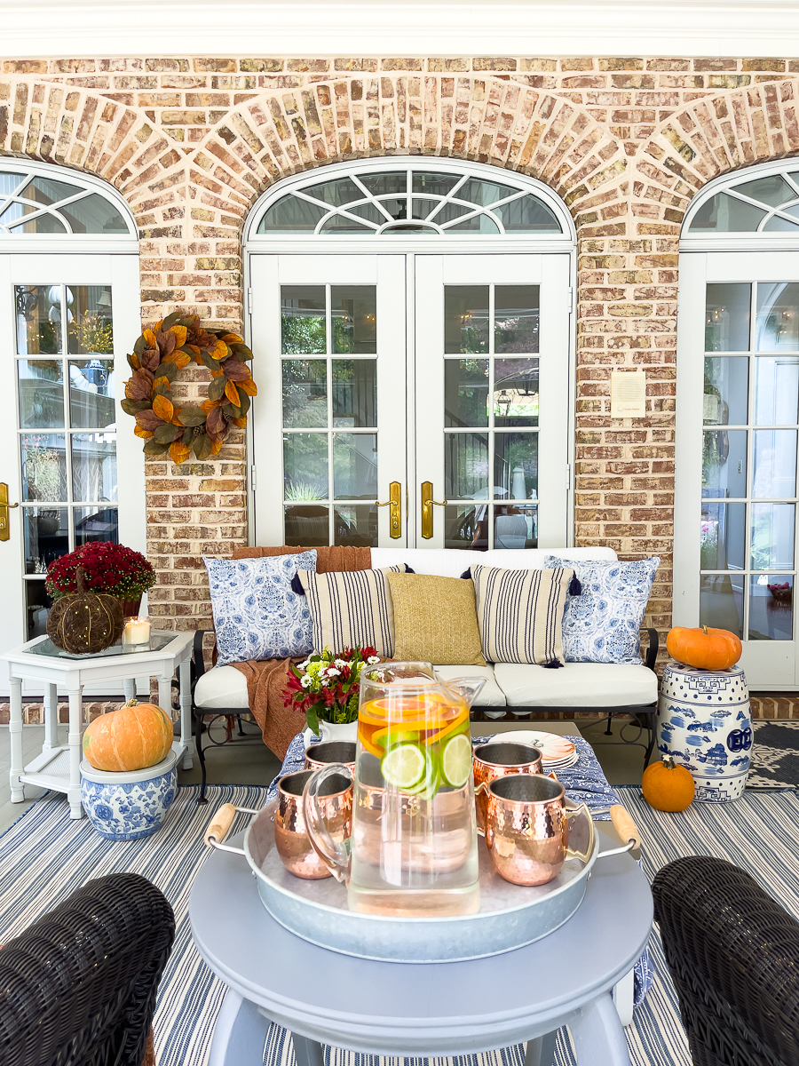 fall porch with copper accents