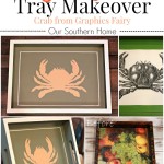 Beachy thrift store tray makeover with crab graphic via Our Southern Home