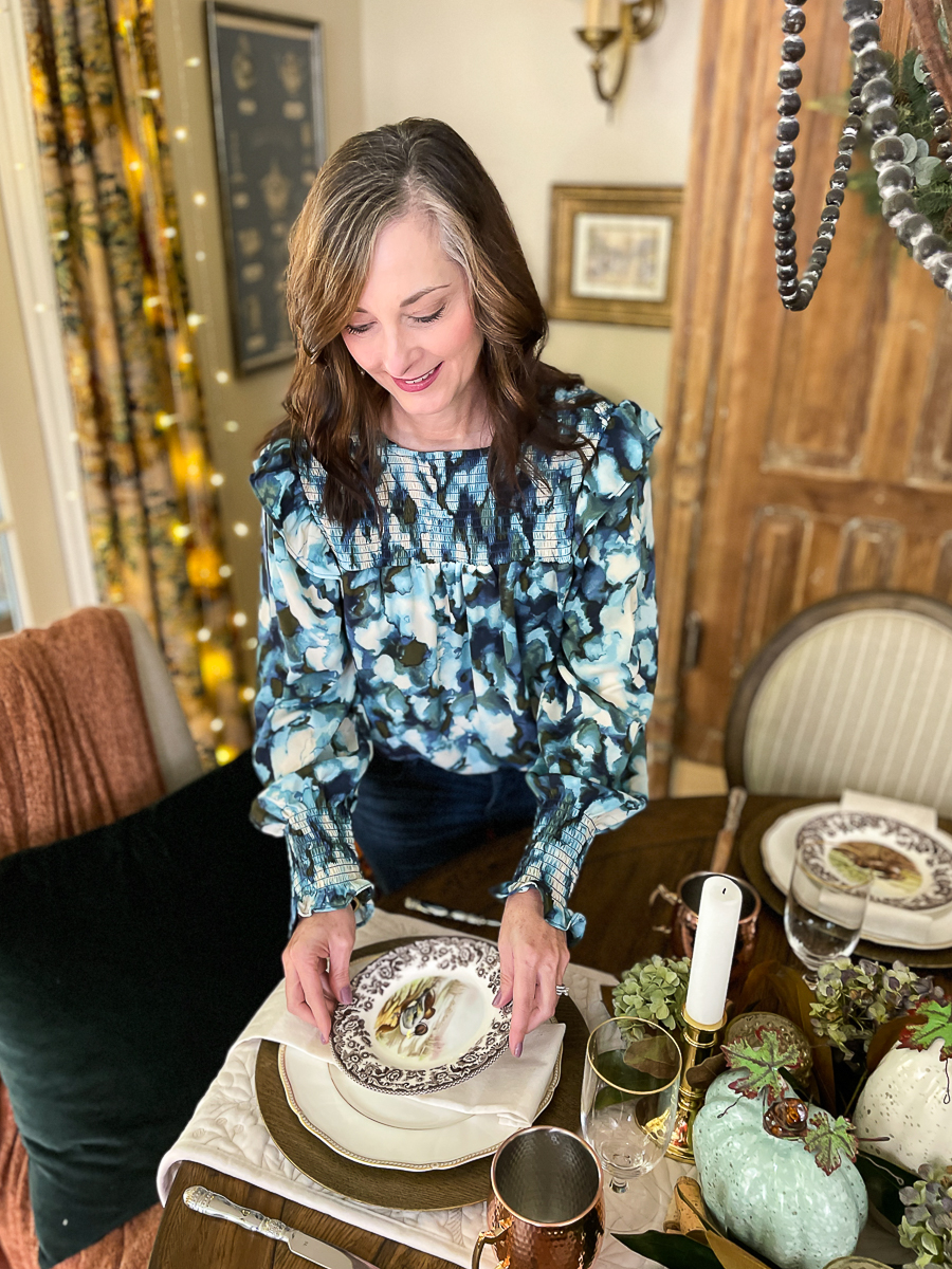 woman setting a table