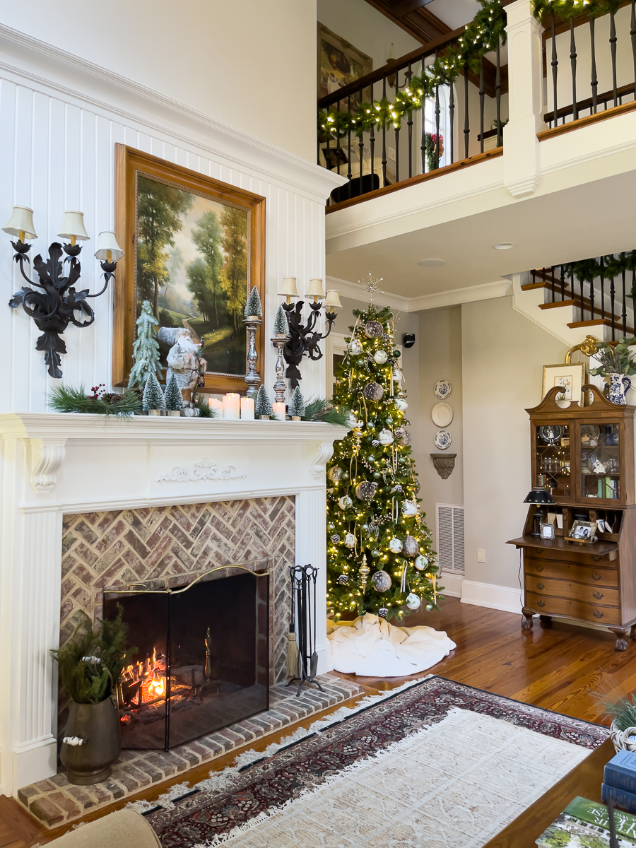 christmas decor in family room