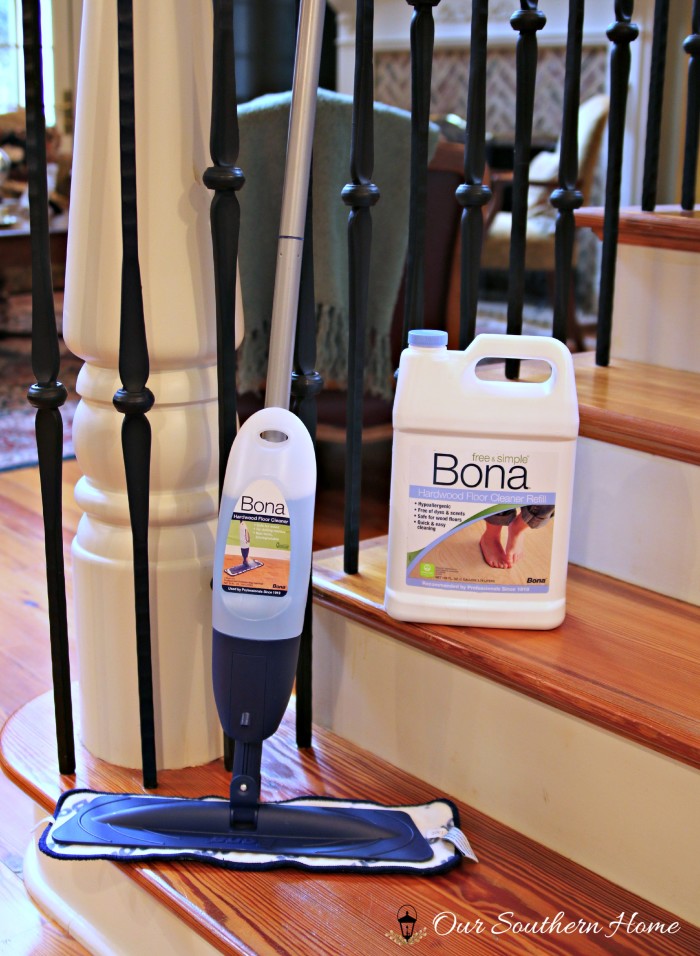 Bona® hardwood floor cleaner is a must for a streak-free shine by Our Southern Home