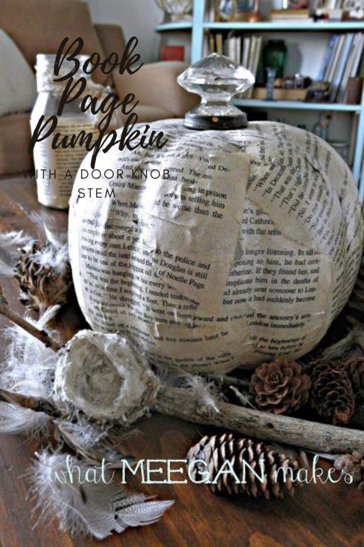 Image for Book Page Pumpkin with a Door Knob Stem