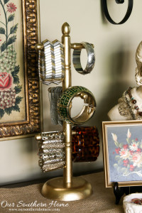 Coffee mug holder turned into a glam bracelet organizer by Our Southern Home