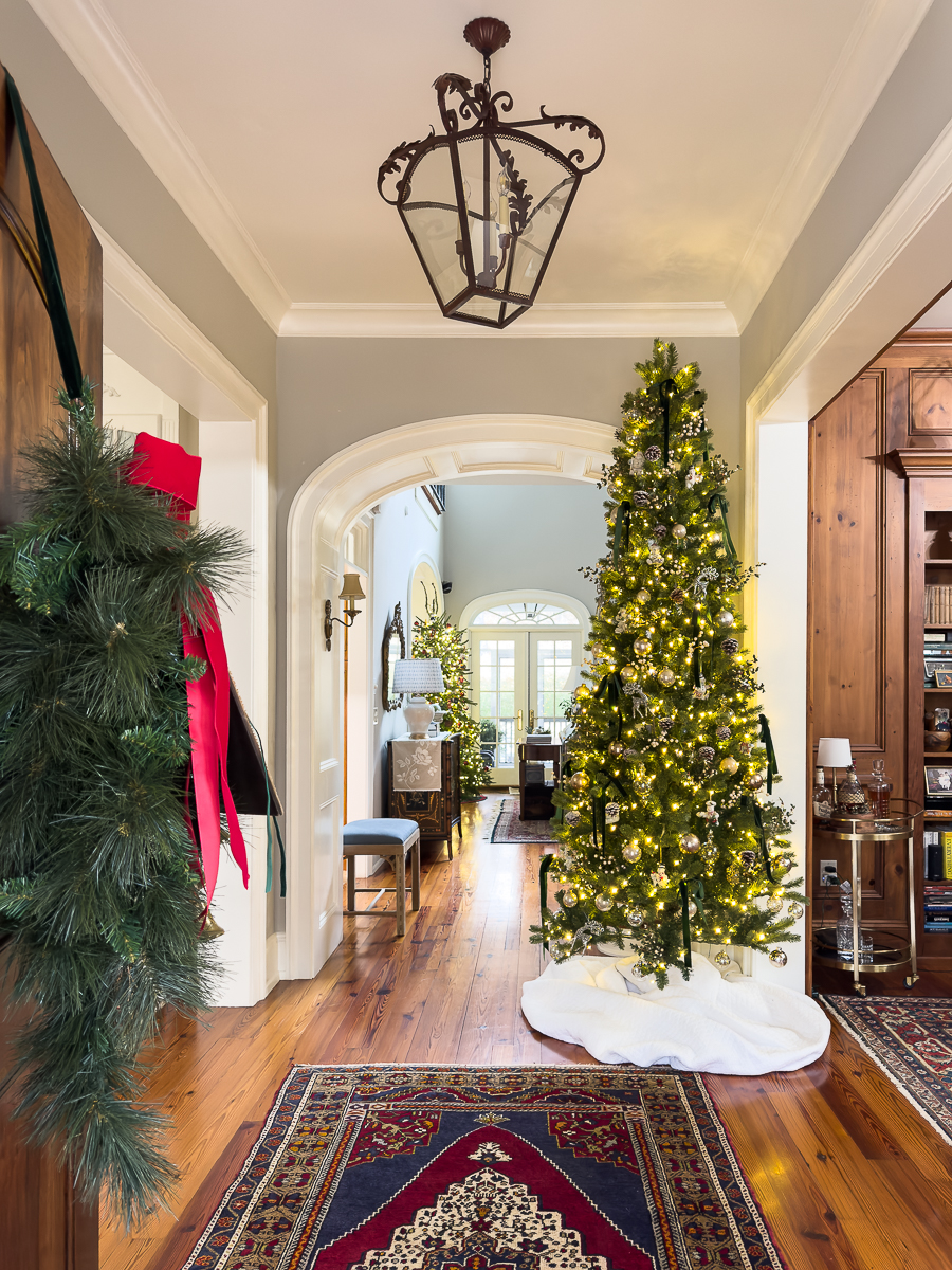 foyer with christmas tree
