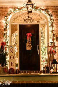 Southern Porch tour full of ideas with plaids and more! #christmas #christmasporch #christmasdecor